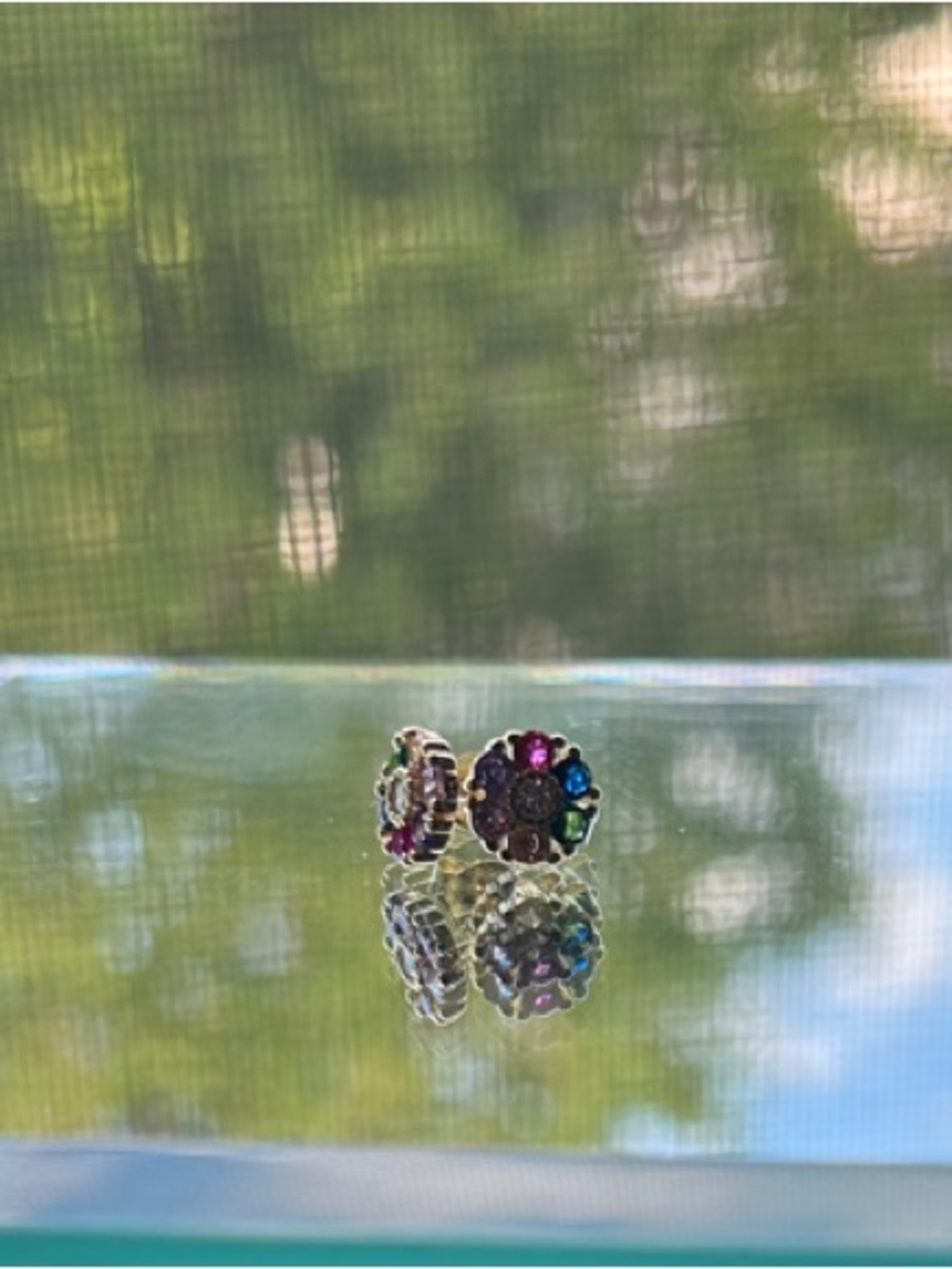 Multicolor Gemstone Stud Earrings 14k gold finish on 925 Sterling Silver NEW